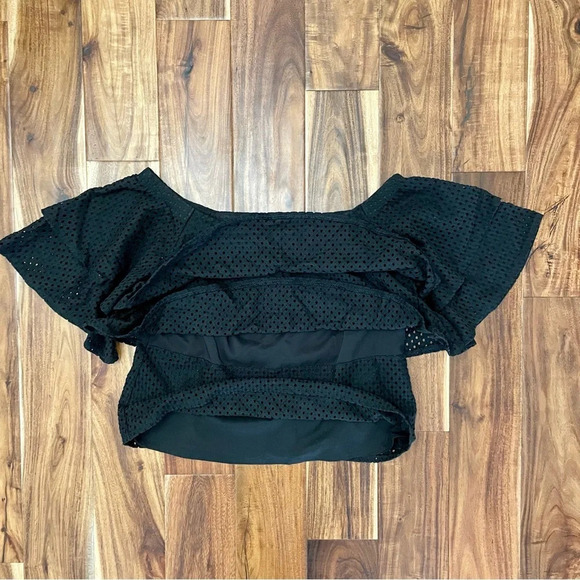 New Banana Republic Black Ruffle Off the Shoulder Shirt  Blouse Size Small - Picture 5 of 12